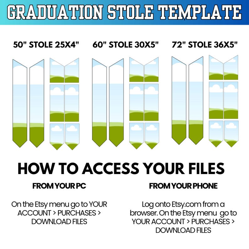 Stold Paper Editable Graduation Stole Template: Grad Stole Canva Drag & Drop Design ...