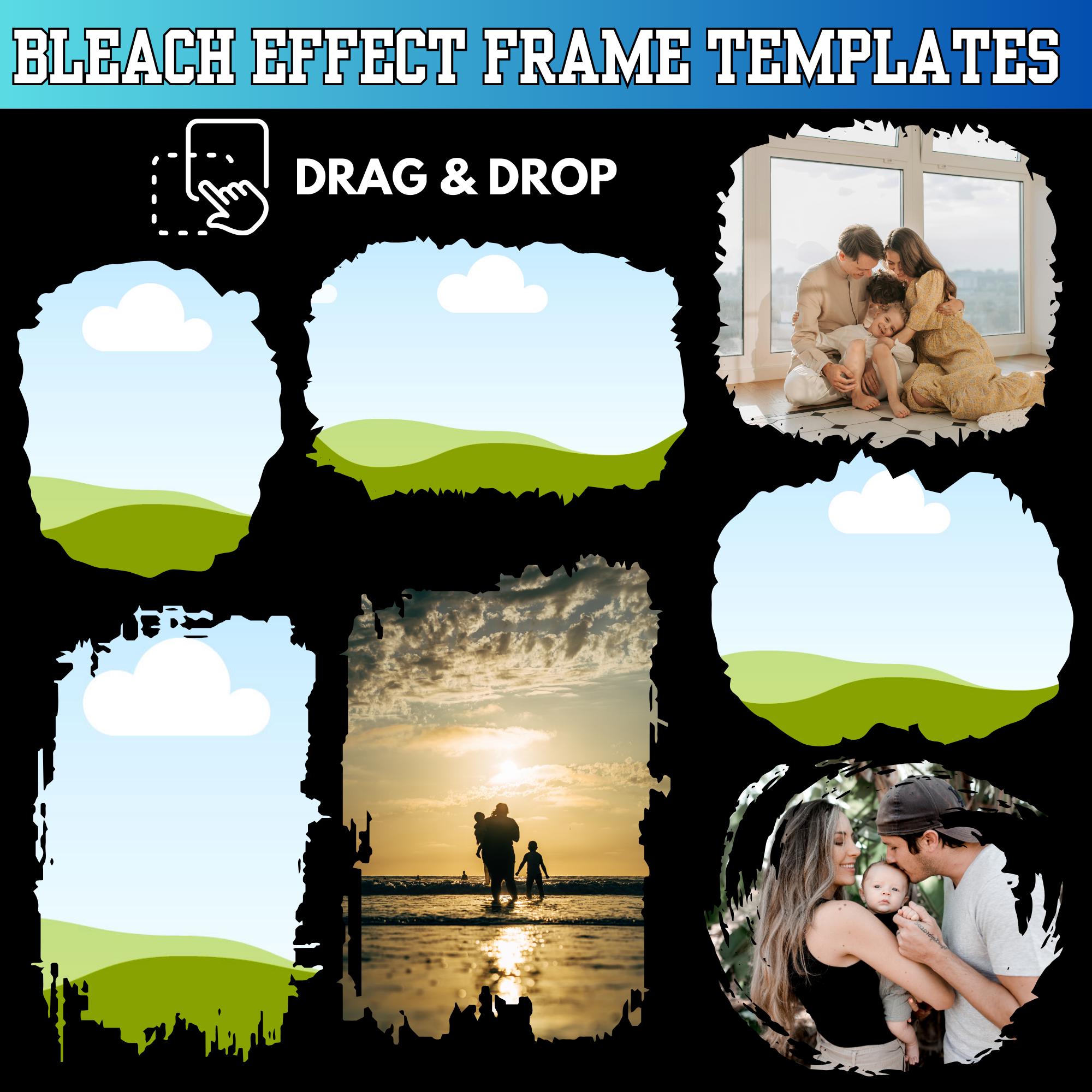 Bleach Effect Paint Splash Canva Frames Bundle: Distressed Edge Photo ...