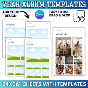 Yearly Album Canva Editable Template: Family Yearbook Photo Collage Design, Year Album
