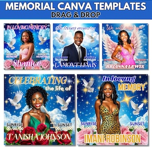 Memorial Shirt Program Flyer Templates: Blue In Loving Memory Canva Template (6 Editable Designs)