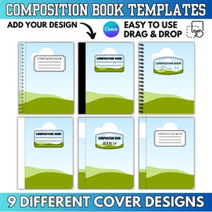 Editable Composition Book Cover Template: Back to School Composition Notebook Canva Design