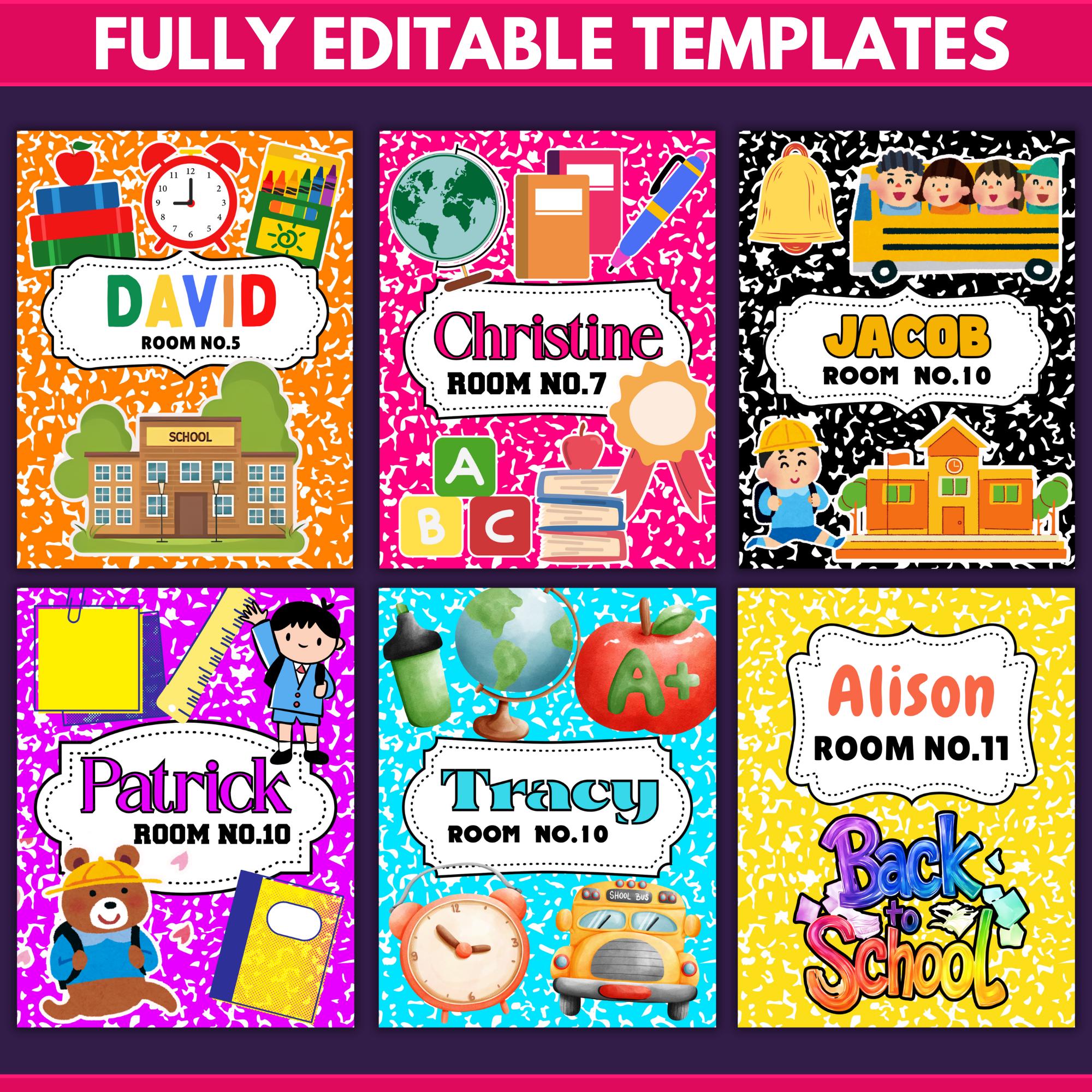 Editable Composition Notebook Cover Templates: Back to School Mega ...