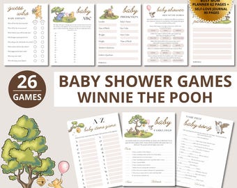 Winnie the Pooh Baby Shower Game Bundle: 26 Printable Winnie Games (Digital Download)