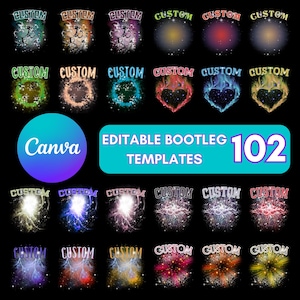 102 Custom Bootleg Shirt Editable Canva Template, Custom Rap Tee Bootleg Designs, DIY Bootleg Templates, 90s Graphic Designs, Canva Template