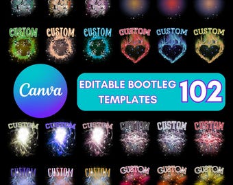 102 modelli di magliette personalizzate Bootleg: modelli modificabili di magliette rap anni '90 su Canva (download digitale)
