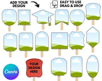 Plantillas de Canva para abanicos de pala: Paquete de plantillas en blanco para bodas, iglesias y graduaciones