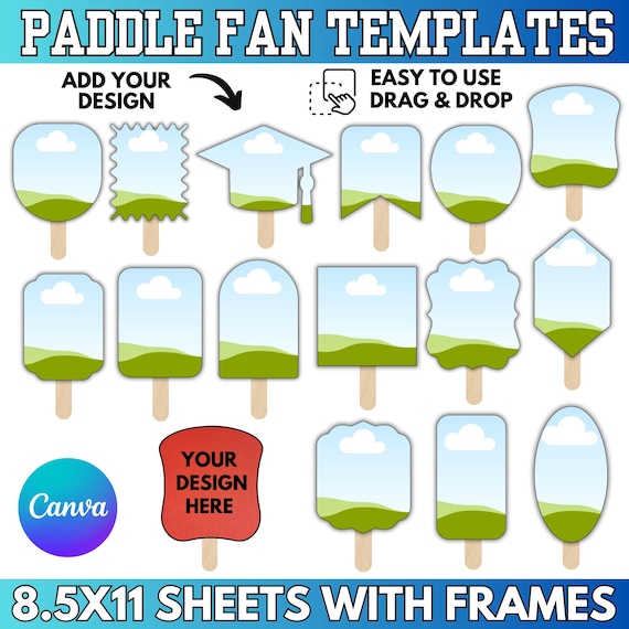 Paddle Fan Canva Templates: Wedding Church Graduate Blank Fan Template Bundle
