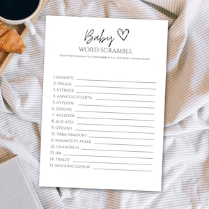 Baby Shower Word Scramble with Answer Key, Baby Shower Game Canva, Baby Shower Word Puzzle, Editable Gender Neutral Game Instant Download
