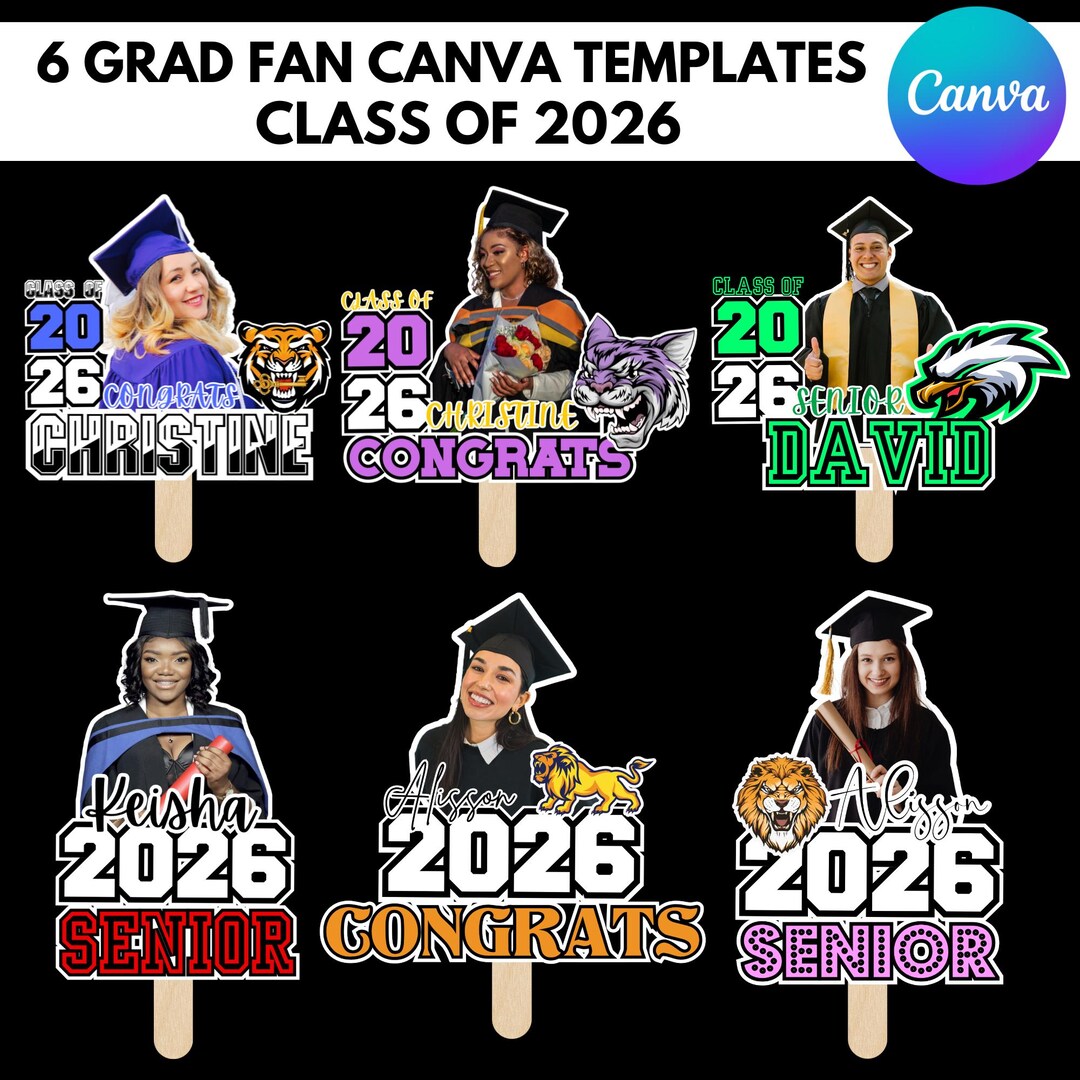 Graduation Fan Design: Custom Grad Hand Fan Canva Template - Etsy