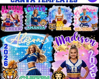 2026 Cheerleading Shirt Design Template: Cheerleader Bootleg Canva Editable Templates, Custom Cheer Design
