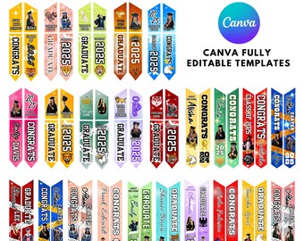 2025 Graduation Stole Template Canva Bundle, Grad Stole Editable Canva Custom Stole Graduation Design 70&quot; Stole Custom Graduate Design