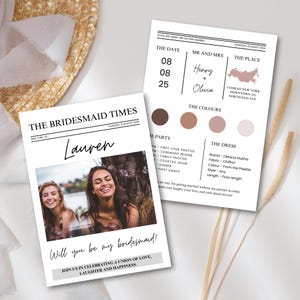 Photo Bridesmaid Proposal Card Template: Bridal Info (Printable)