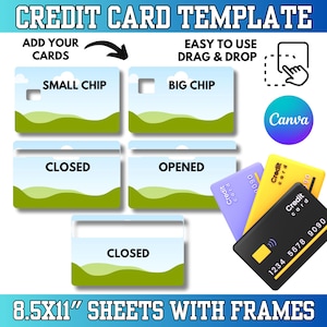 Editable Credit Card Skin Template: Debit Card Cover Templates, DIY Canva Design