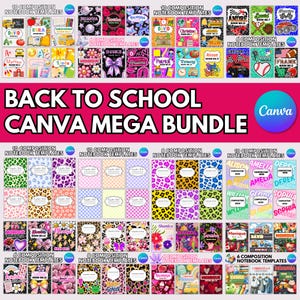 Editable Composition Notebook Cover Templates: Back to School Mega Bundle, Composition Book