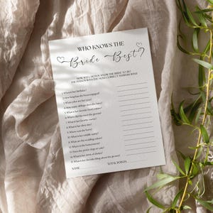 Who Knows The Bride Best Bridal Shower Game, Wedding Game How Well Do You Know The Bride, Bridal Shower Games, Printable Trivia, 4