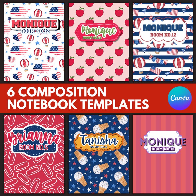 Editable Composition Notebook Cover Templates: Back to School ...