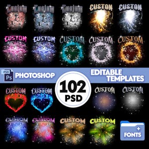 102 Bundle Pack of Editable Photoshop (PS) Templates for Bootleg Designs, Editable Photoshop PSD Files, DIY Bootleg Designs, Custom Rap Tees