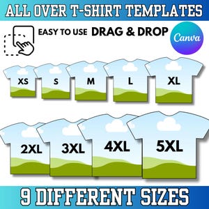 All Over T-Shirt Template Bundle: Canva Editable T-Shirt Sublimation Designs