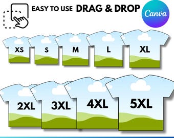 Pacchetto di modelli per magliette: modelli di magliette modificabili tramite sublimazione con Canva
