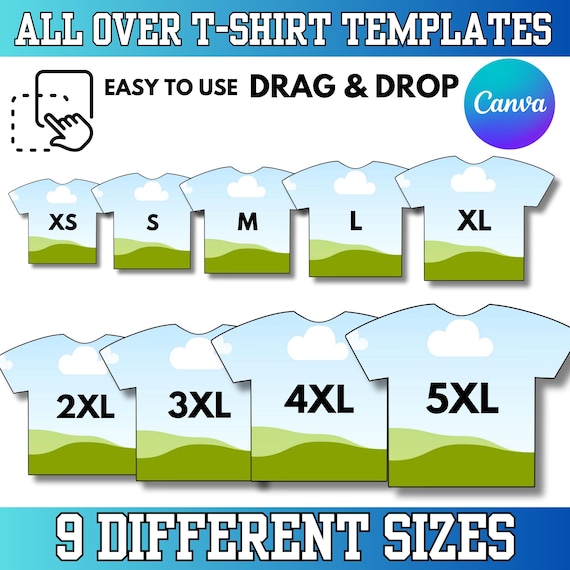 All Over T-Shirt Template Bundle: Canva Editable T-Shirt Sublimation Designs