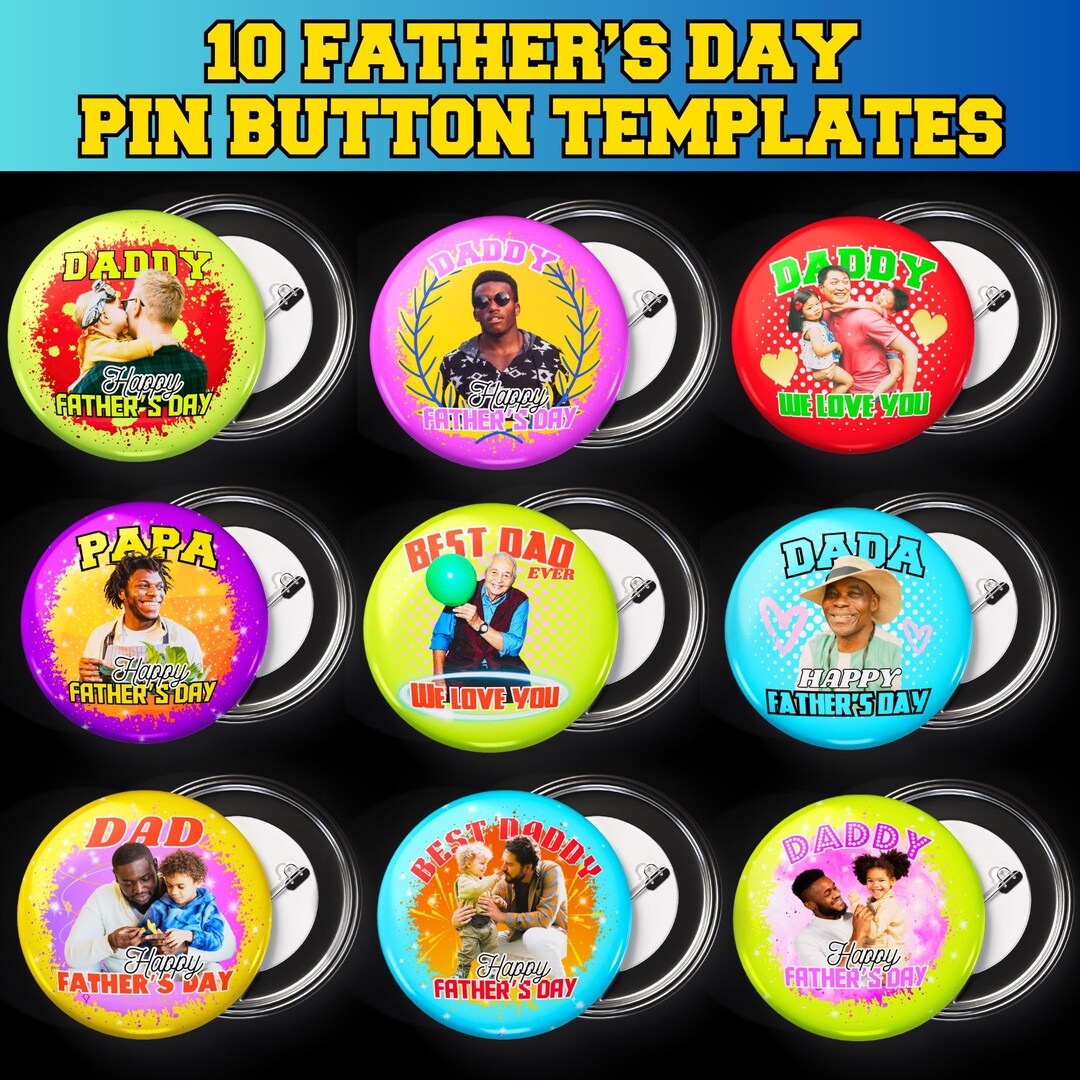 Fathers Day Pin Button 2025 Canva Editable Template, the Best Dad ...