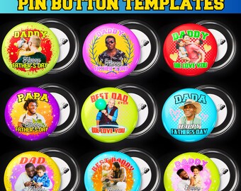 Father's Day Pin Button Template: Editable Dad Canva Design, Digital Download