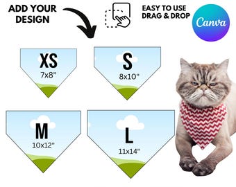 Pet Bandana Collar Editable Canva Template: Cat & Dog Bandanas Sublimation Templates