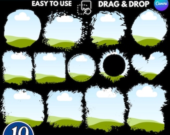 Bleach Effect Canva Frames Bundle: Distressed Edge Photo Templates