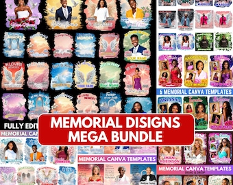Memorial Designs Mega Bundle: 6 In 1 In Loving Memory Canva Design Bundles, Funeral Background