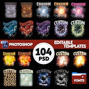 104 Bundle Pack of Editable Photoshop (PS) Templates for Bootleg Designs, Editable Photoshop PSD Files, DIY Bootleg Designs, Custom Rap Tees