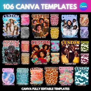 106 Custom Bootleg Shirt Editable Canva Template, Custom Rap Tee Bootleg Designs, DIY Bootleg Templates, 90s Shirt Canva Bootleg Design
