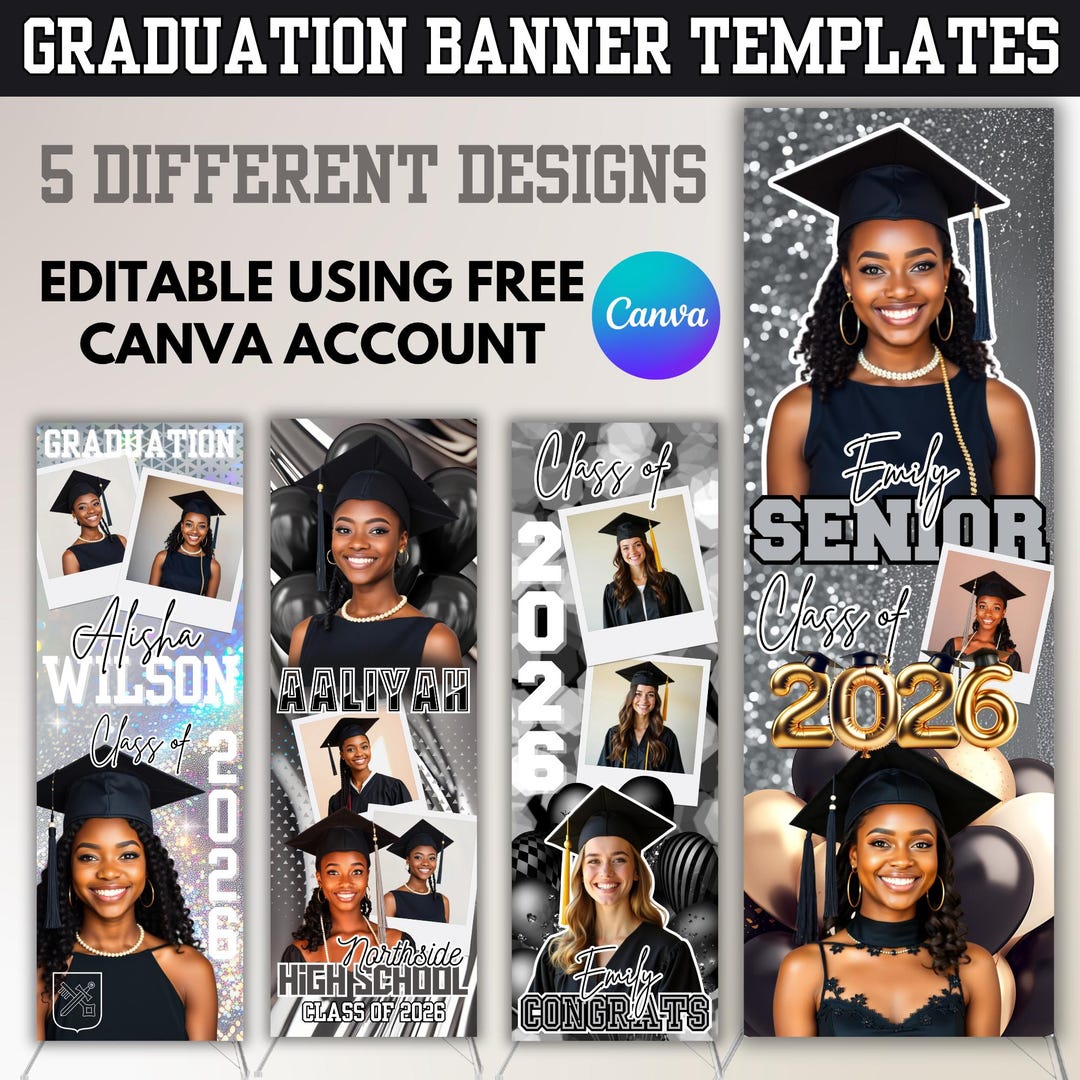 Graduation Banner Canva Editable Template: Class of 2026 Celebration ...