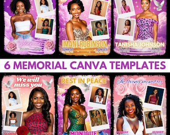 Memorial Funeral Template: In Loving Memory Photo Collage (Canva Editable)