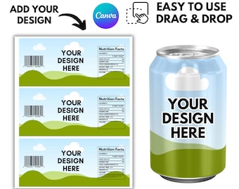Soda Can Canva Templates: Blank Soda Wrapper, Beer Label Template