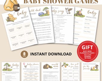 Winnie the Pooh Baby Shower Games Bundle: 26 Printable Cards (Digital Game Template)