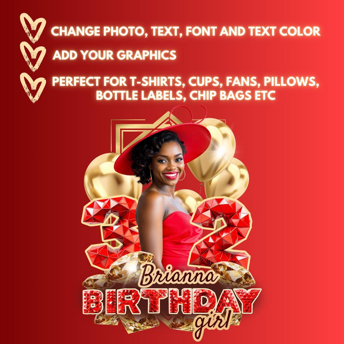 Red Birthday Party Templates: Canva Designs for T-shirt, Styrofoam Cup ...