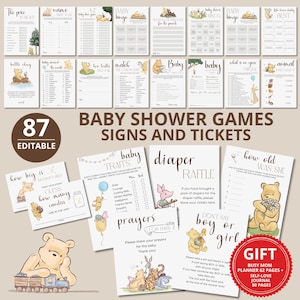 Winnie the Pooh Baby Shower Game Bundle: Winnie Games With Answer Sheets