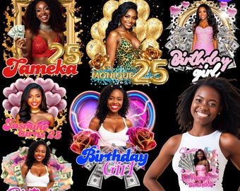 Birthday Design Templates Bundle: Editable Canva Party Designs  For T-shirt Styrofoam Cup