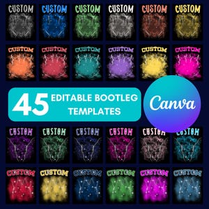 45 Custom Bootleg Shirt Editable Canva Template, Custom Rap Tee Bootleg Designs, DIY Bootleg Templates, 90s Shirt, Canva Shirt Design