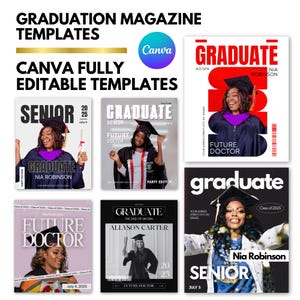 Graduation Magazine 2025 Template Bundle, Senior Class of 2025 Magazine Invitation Editable Bundle, Senior 2025 Design, Grad 2025 Magazine