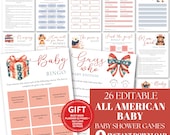 All American Baby Shower Canva Game Bundle: 4th of July Printable Baby Games