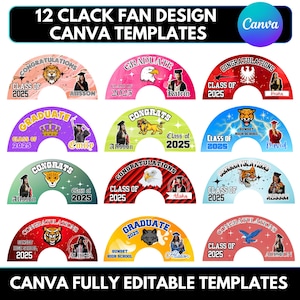 Graduation Clack Fan Canva Template Bundle: Fan Grad Design