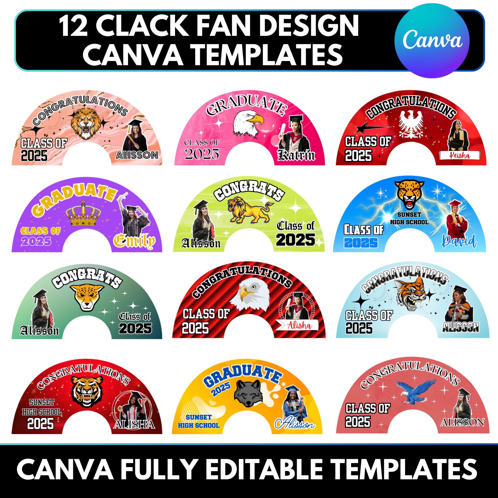 Graduation Clack Fan Canva Template Bundle: Fan Grad Design - Etsy