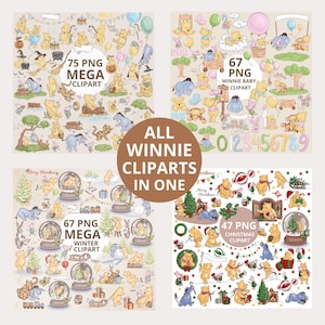 All Winnie The Pooh Bundles In One PNG, Classic Winnie the Pooh and Friends Png Clipart, Winnie The Pooh PNG Digital Bundle, Winnie PNG