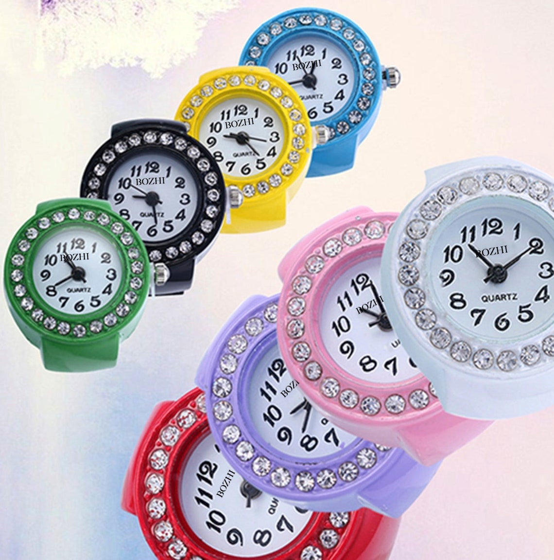 Y2K Ring Watch Ringwatch 90s Pink Purple Rhinestone Adjustable Etsy