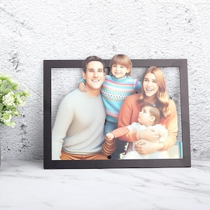 Cartoon Portrait Photo,Custom Family Pixar Style 3D photo frame,Personalized Lovers Cartoon Portrait,Cartoon Style Solid Wood Picture Frame