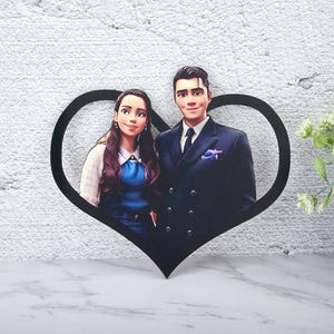 Benutzerdefiniertes Paar Pixar Style 3D Bilderrahmen, Cartoon Portrait Foto, Personalisierte Liebhaber Cartoon Portrait, Cartoon Style Massivholz Bilderrahmen