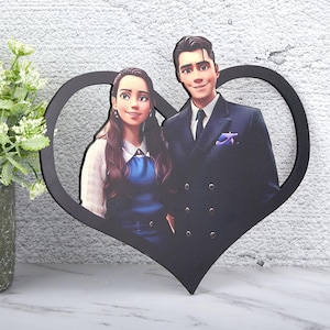 Gepersonaliseerde geliefden cartoonportret,aangepaste paar Pixar-stijl 3D-fotolijst,portretfoto cartoon,cartoonstijl massief houten fotolijst