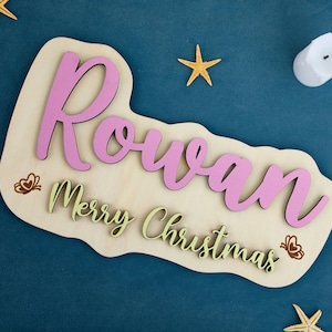Custom wood name sign,Large wood name sign, nursery name sign,double layered baby name tag,Cut out sign,Above crib sign,Christmas Gift 2024