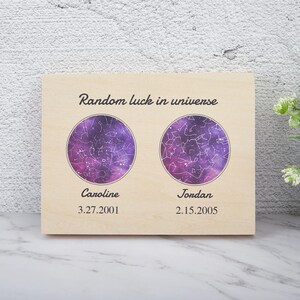 Carte de la constellation personnalisée, carte de la constellation sur bois, carte des étoiles par date, étoiles pour le mariage, ciel nocturne personnalisé, impression de carte des étoiles d'anniversaire